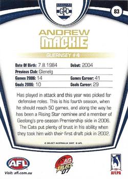 2007 Select AFL Supreme #83 Andrew Mackie Back